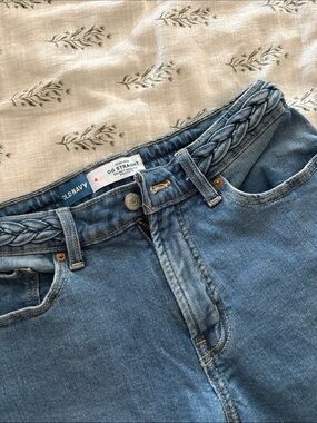 Old Navy Blue High Rise OG Straight Jeans with Braided Waistband